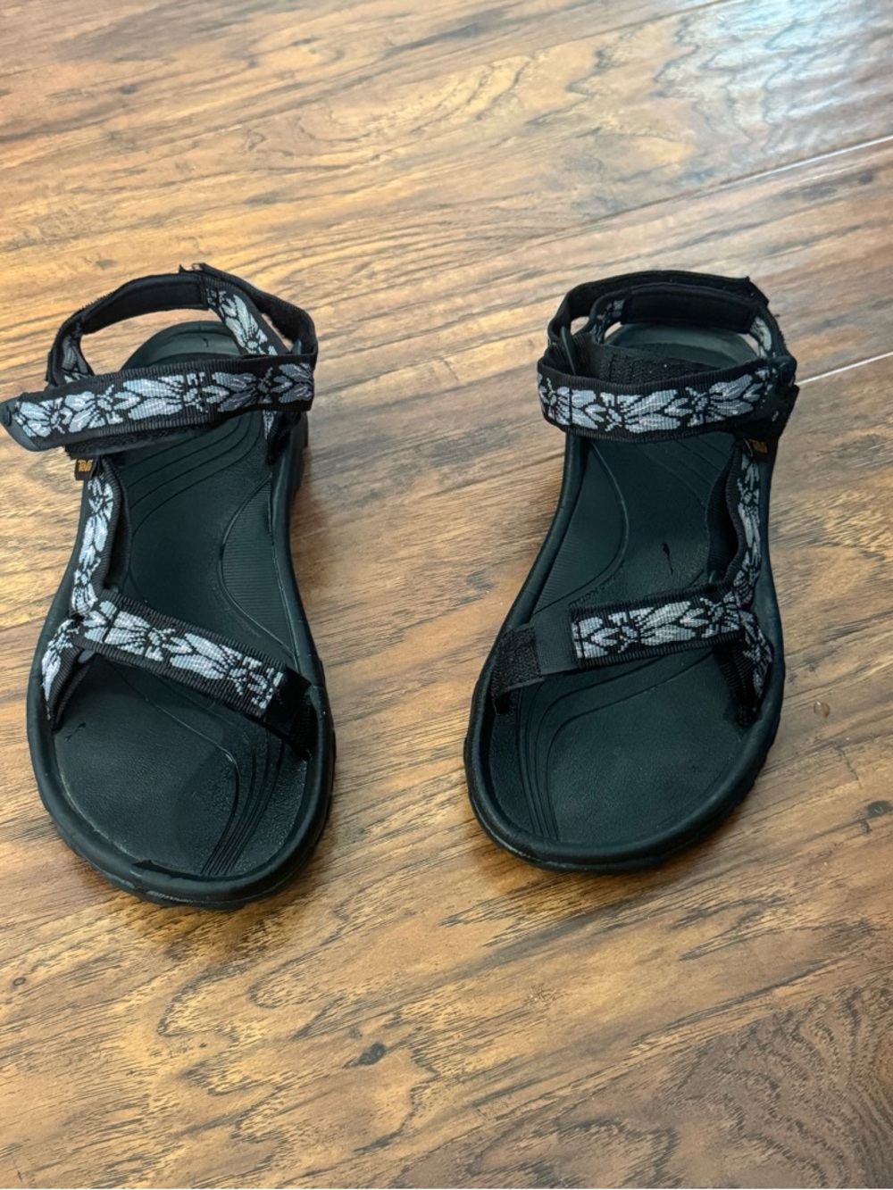 Teva Women's Black Floral Strap Sandals